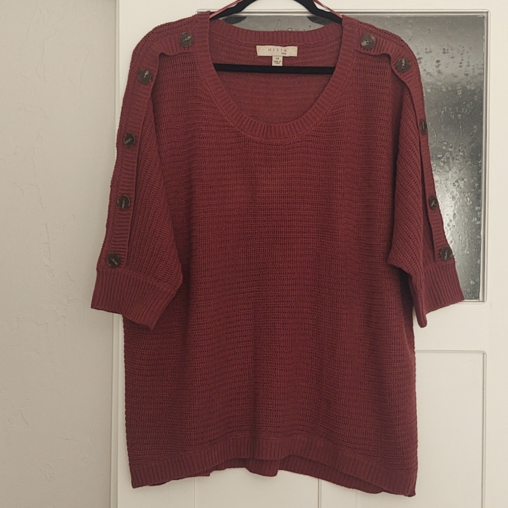 Burgundy sweater 3/4 sleeve
